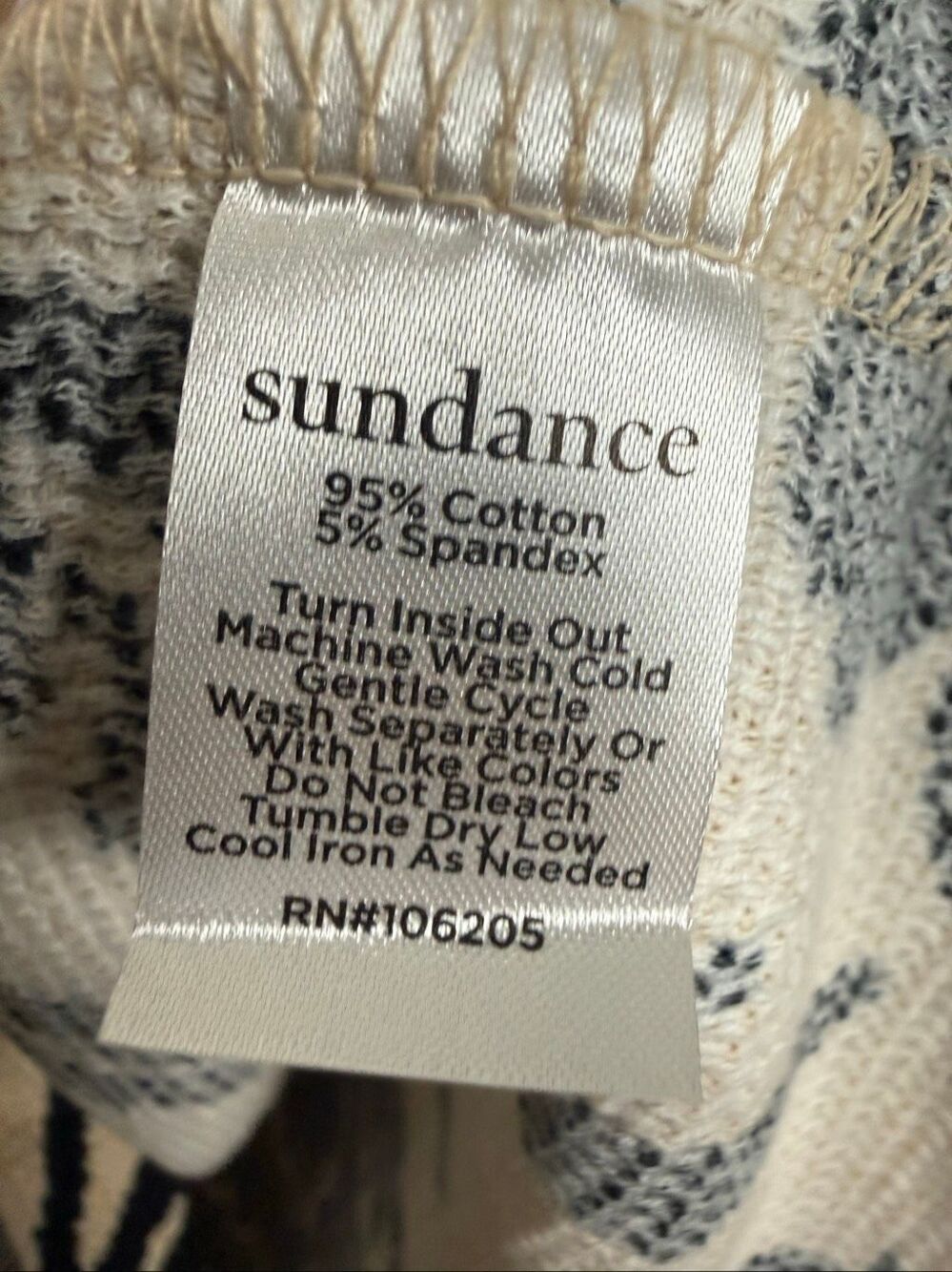 Sundance Floral Thermal Knit Top Velvet Button Cuff Boho Cottagecore Beige XL - Picture 3 of 4
